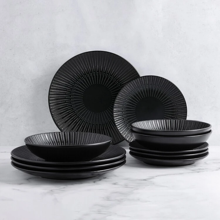 Soren Jasper 12-piece Dinner Set Black 2 Soren Jasper 12-piece Dinner Set Black - Image 2