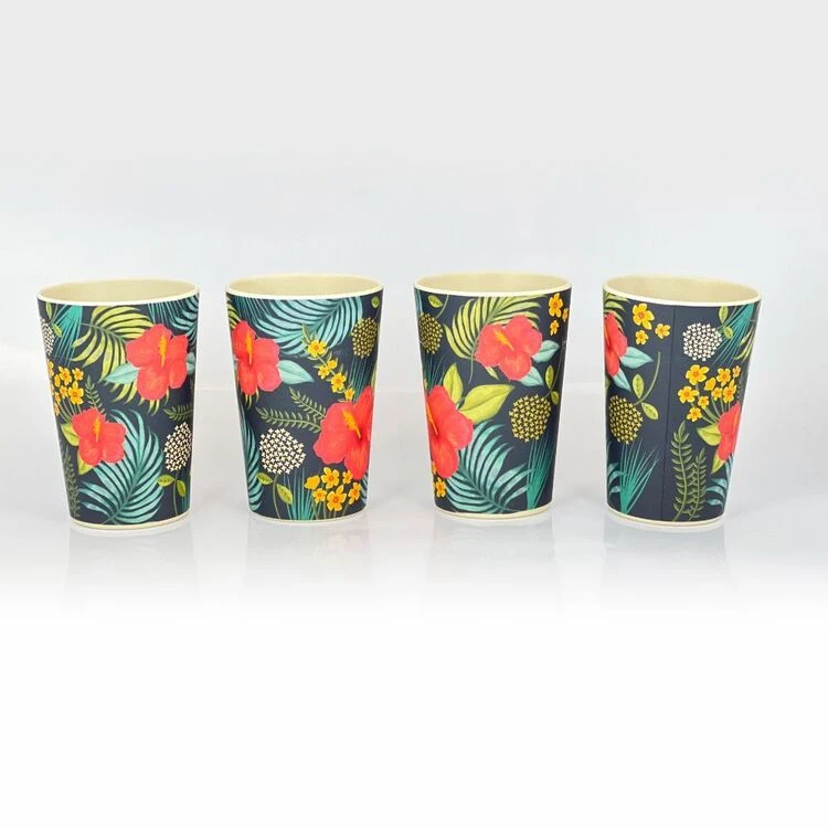 Frankie & Me Tropical Blue Bamboo Cup 4 Pack 2 Frankie & Me Tropical Blue Bamboo Cup 4 Pack - Image 2