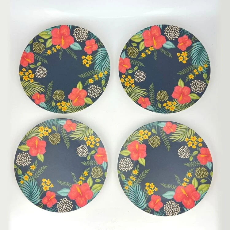 Frankie & Me Tropical Blue Bamboo Plate 4 Pack 2 Frankie & Me Tropical Blue Bamboo Plate 4 Pack - Image 2