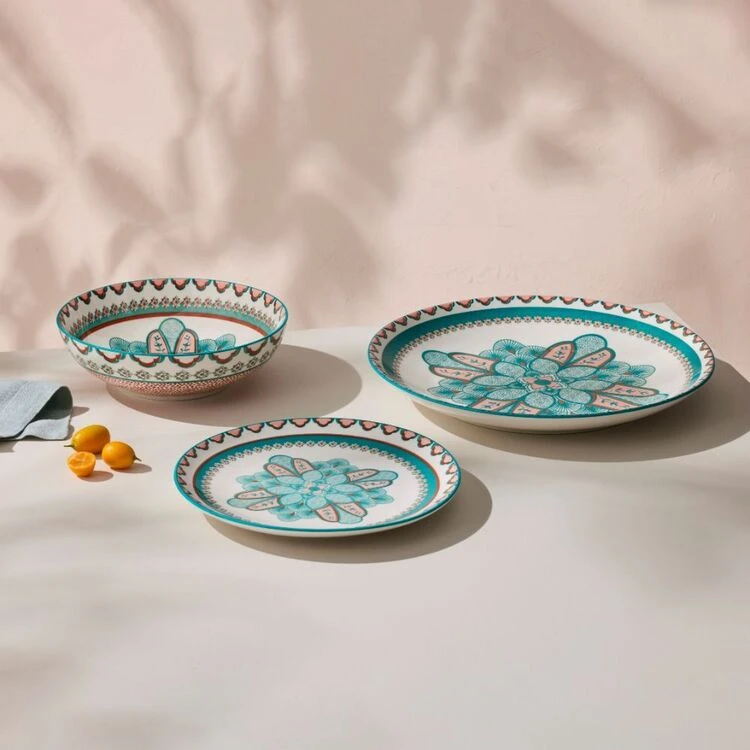 Casa Domani Pelagie Dinner Set 12 Piece Teal/Terracotta 5 Casa Domani Pelagie Dinner Set 12 Piece Teal/Terracotta - Image 5