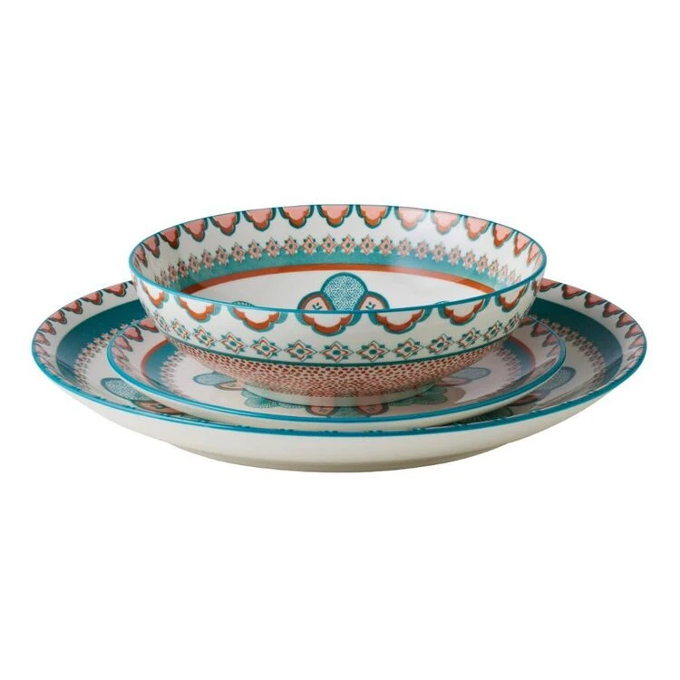 Casa Domani Pelagie Dinner Set 12 Piece Teal/Terracotta 1 Casa Domani Pelagie Dinner Set 12 Piece Teal/Terracotta