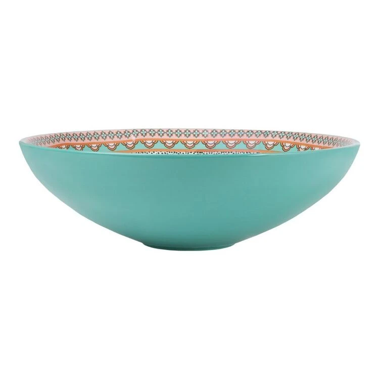 Casa Domani Pelagie Round Serving Bowl 31 Cm Teal/Terracotta 2 Casa Domani Pelagie Round Serving Bowl 31 Cm Teal/Terracotta - Image 2
