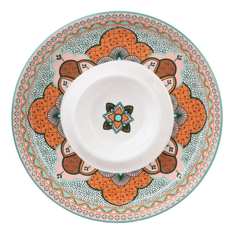 Casa Domani Pelagie Chip & Dip 35 Cm Teal/Terracotta 1 Casa Domani Pelagie Chip & Dip 35 Cm Teal/Terracotta