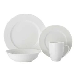Casa Domani Casual White Evolve Rim 16 Piece Dinner Set