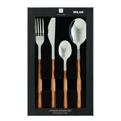 Smith & Nobel Milan 24-Piece Cutlery Set Wood/Silver