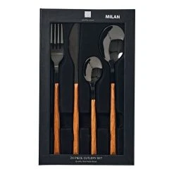 Smith & Nobel Milan 24-Piece Cutlery Set Walnut/Black