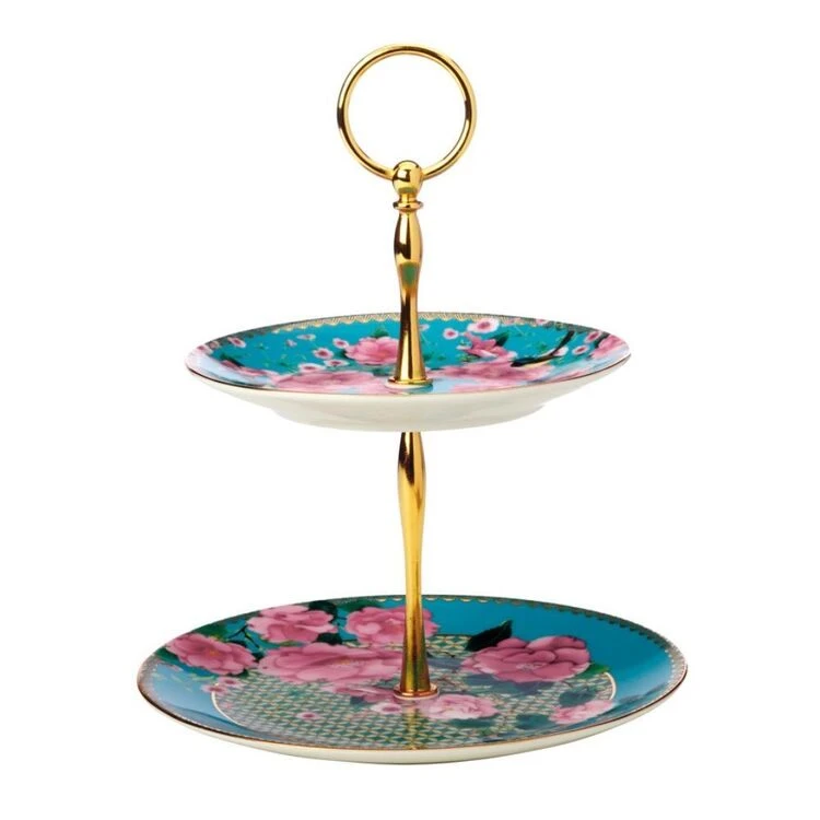 Maxwell & Williams T+C Silk Road 2-Tiered Cake Stand Aqua 1 Maxwell & Williams T+C Silk Road 2-Tiered Cake Stand Aqua