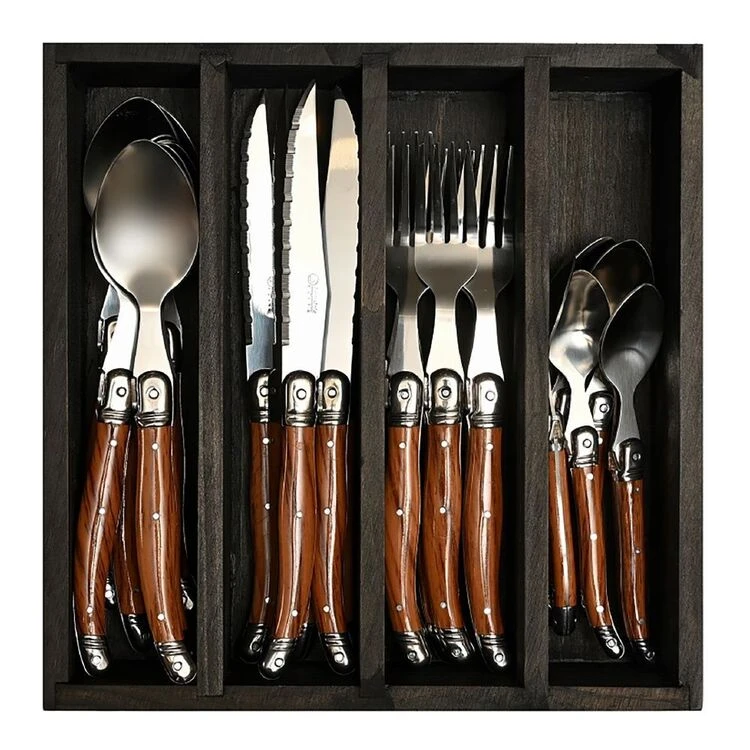 Laguiole Elite Wood Finish 24 Piece Cutlery Set 2 Laguiole Elite Wood Finish 24 Piece Cutlery Set - Image 2