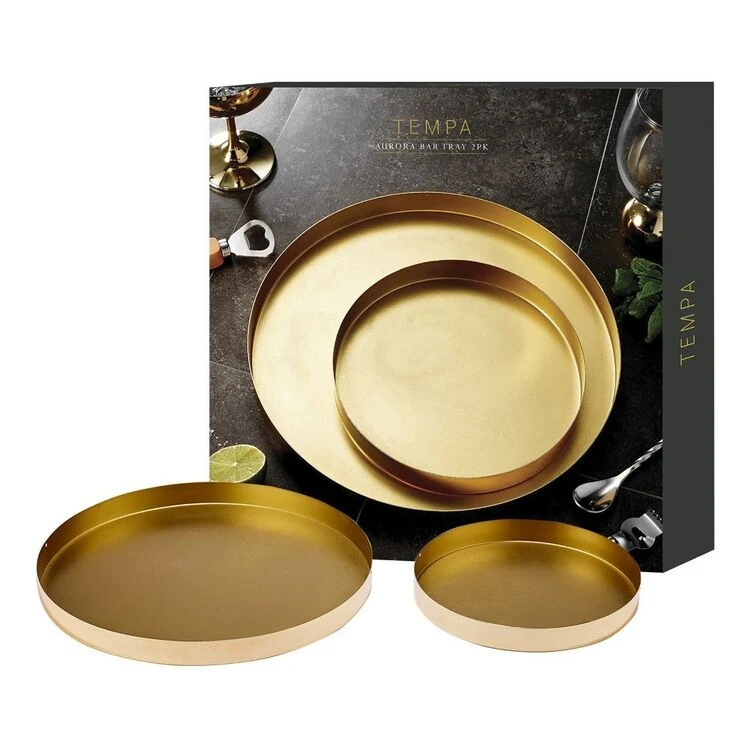 Tempa Aurora Gold Serving Tray 2 Pack 1 Tempa Aurora Gold Serving Tray 2 Pack