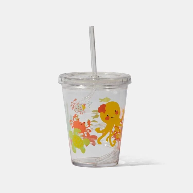 Soren Sea Life Kids Acrylic Straw Sip Cup 1 Soren Sea Life Kids Acrylic Straw Sip Cup